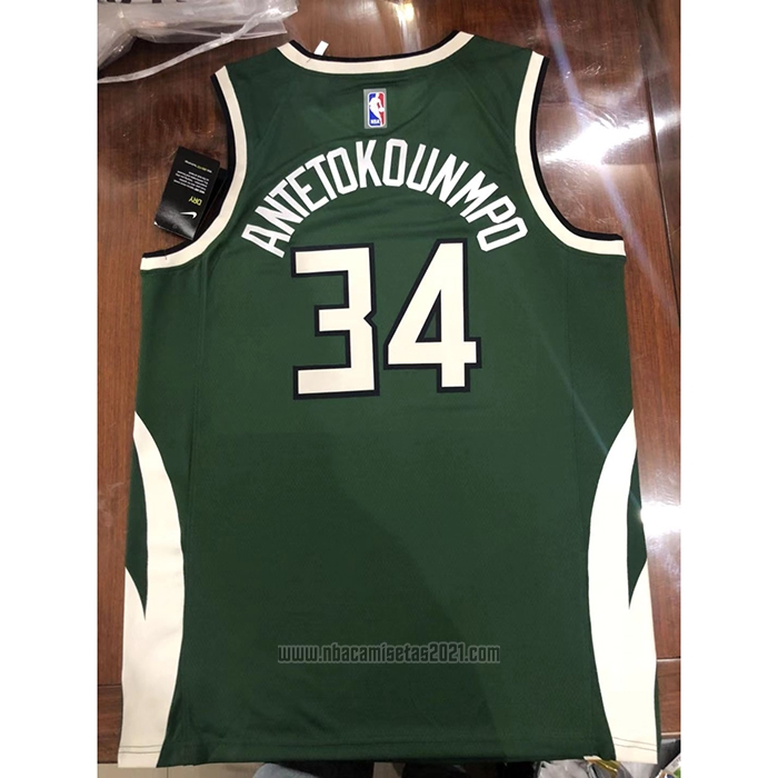 Camiseta Milwaukee Bucks Giannis Antetokounmpo #34 Earned 2020-21 Verde